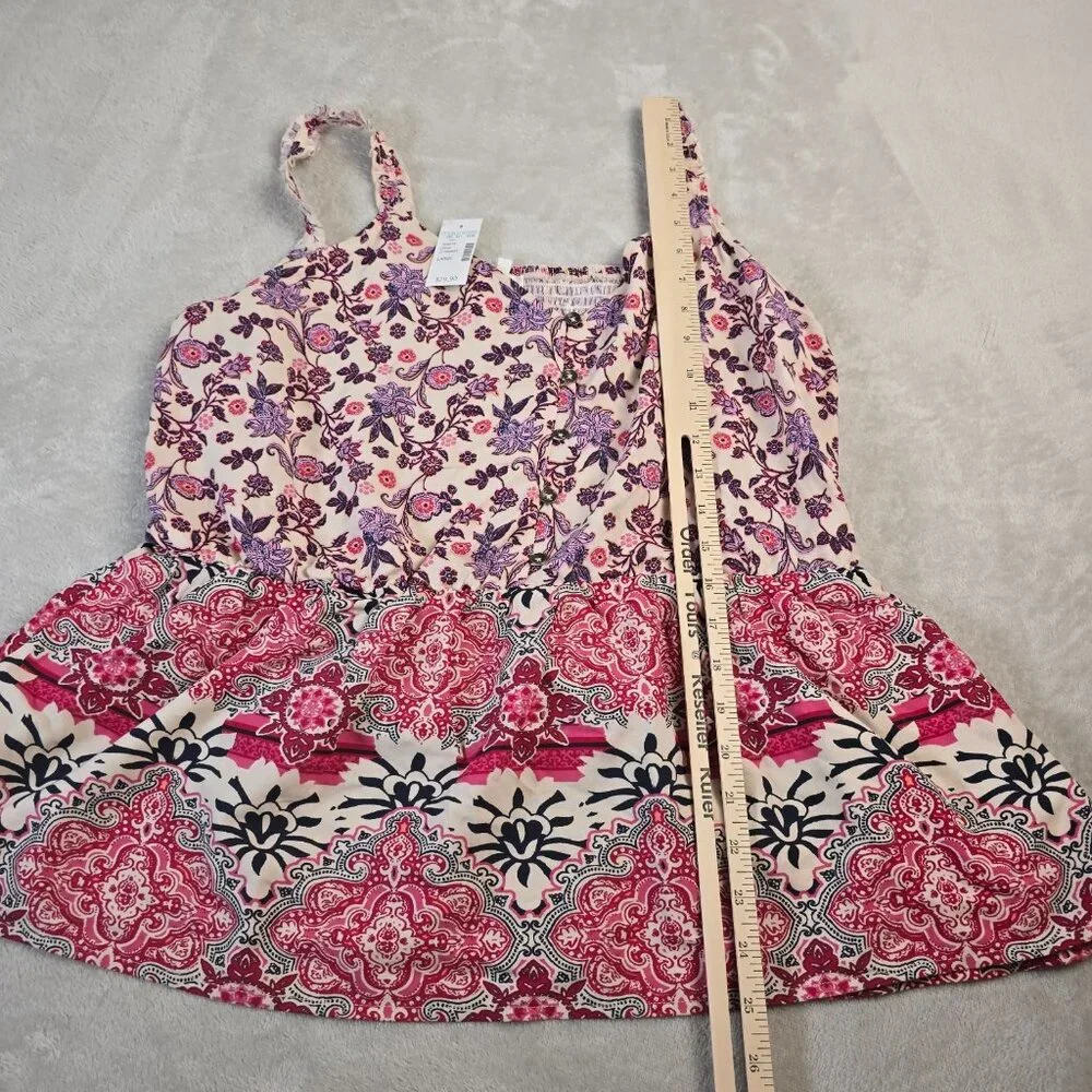 Maurices Sleeveless Blouse Womens Large Pink Purple Boho Top Summer Peplum - Picture 4 of 13